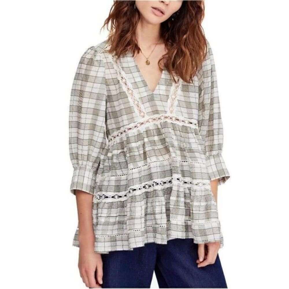 Free People White Time Out Oversized Babydoll Tunic Top Sz Small NEW